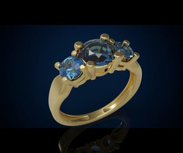 tre gemma anello cg 3 24 gioielli anelli giro cocktail di fidanzamento oro argento la sterlina zaffiro diamante brillante preziosi lusso moda stampabile bellezza 3d print model - Mito3D
