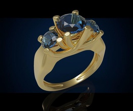 tre gemma anello cg 3 25 gioielli anelli giro cocktail di fidanzamento oro argento la sterlina zaffiro diamante brillante preziosi lusso moda stampabile bellezza 3d print model - Mito3D