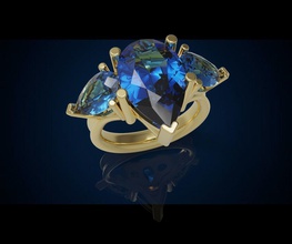 tre gemma anello cg 3 4 gioielli pera anelli cocktail oro argento la sterlina zaffiro diamante brillante preziosi stampabile moda e bellezza di diamanti lusso 3d print model - Mito3D