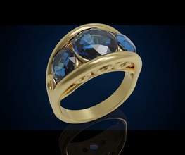 tre gemma anello cg 3 5 gioielli anelli giro cocktail di fidanzamento oro argento la sterlina zaffiro diamante brillante preziosi bling moda stampabile e bellezza diamanti 3d print model - Mito3D