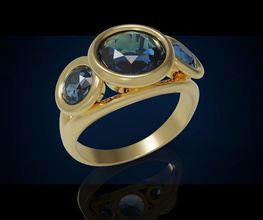 tre gemma anello cg 3 9 gioielli anelli cocktail giro oro argento la sterlina zaffiro diamante brillante preziosi di lusso bling moda stampabile e bellezza 3d print model - Mito3D