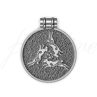three hares pendant art silver gold model 3d print jeweler printable mythology sculpture fantasy symbol viking scandinavia legend warrior jewelry animal pendants 3d print model - Mito3D