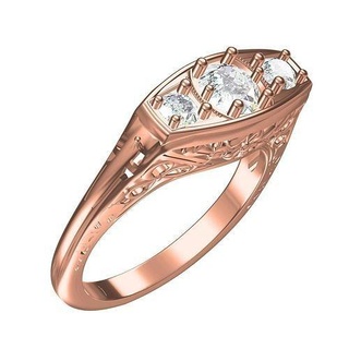 Roca Arte deco anillo joyería joya oro imprimible plata diamante platino diseño 3d canalla personalizar Boda anillos sith 3d print model - Mito3D