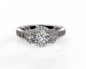 three stone engagement ring jewelry diamond jewellery wedding printable fashion customjewelry bespoke gold cad rings 3d print model - Mito3D
