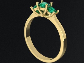 three stone ring jewelry jewellery printable cad gems female women gift exclusive 3dm stl obj brillant fashion gold cnc diamond rings 3d print model - Mito3D