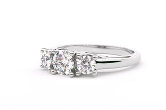 tres de piedra corte redondo anillos compromiso la ronda los plata imprimible anillo diamante sterling joyería 3d print model - Mito3D