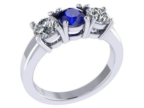 tres de piedra sipphire anillo la joyería el diamante oro plata lujo los anillos 3d print model - Mito3D