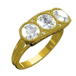Stein Jahrgang Stil Kunst Deko Ring Schmuck Juwel Platin wertvoll Gold druckbar Silber Diamant 3d cad Design anpassen Ringe 3d print model - Mito3D