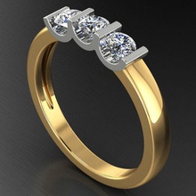 drei Steine Diamant-ring Schmuck ring Jubiläum engagement diamond Stein gold Ringe 3d print model - Mito3D