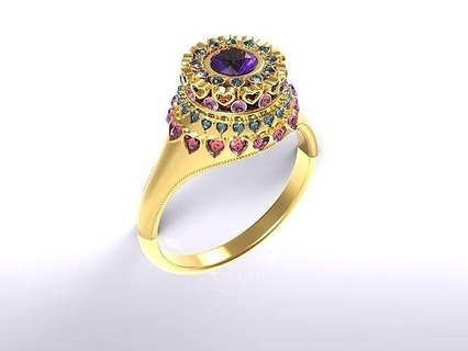 throne jewelry precious gold luxury gem wedding engagement jewel brilliant diamond ring fashion beauty rings 3d print model - Mito3D