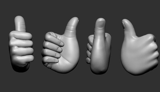 pulgares mano figura humano gesto acción pulgar puño dedo multa bonito firmar premio tope miembro imprimible Arte esculturas 3d print model - Mito3D