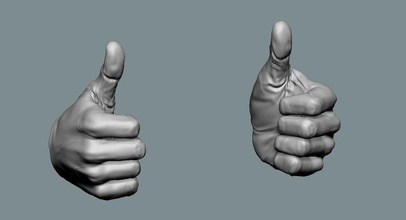 thumbs up hands hand human gesture action figure art sculptures 3d print model - Mito3D