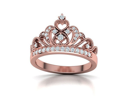 tiara krone ring prinzessin herzen 3dmodel schmuck mode frauen engagement ringe zart brillant usa kanada europa vereinigt zustände uk israel mexiko italien cad 3d print model - Mito3D