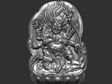 tibetano Buda 2 Tíbet asiático oriental decoración florido ornamento ornamental Dios deidad tradicional bas alivio colgante pendiente escultura estatua highpoly imprimible Arte esculturas 3d print model - Mito3D