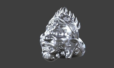 tibetischer ring Schmuck Tibetisch Indien Asien Juwel Kopf buddha Gottheit ganesha Silber Ringe 3d print model - Mito3D