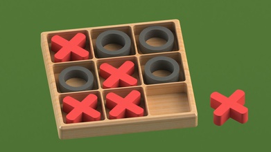 tic tac Zehe Box Holz Spiel druckbar 3d Stück Würfel abspielen Spaß Spiele Spielzeuge Tafel 3d print model - Mito3D