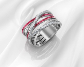 camadas diamante anel joias 3dmodel joalheria Casamento prata ouro rinoceronte casamento jóia gema brilhante amar argolas 3d print model - Mito3D