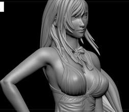tifa lockhart viola vestito finale fantasia vii remake hidef chiave arte carattere 3d stampa 3d print model - Mito3D