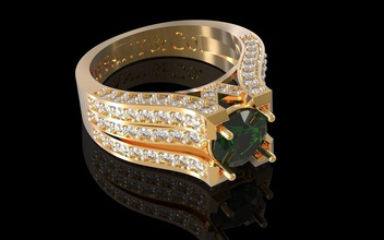 tiffany 3row anneau de nombreuses tailles ligne gros l'engagement mariage brillant dimond bijoux moderne or imprimable bague en diamant les anneaux 3d print model - Mito3D