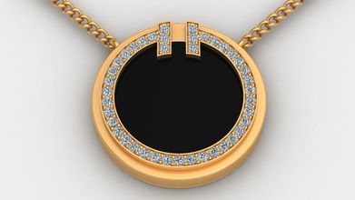tiffany noir onyx or diamant pendentif bijoux brillant collier marque réplique mode femme fille imprimable style mariage anneaux 3d print model - Mito3D
