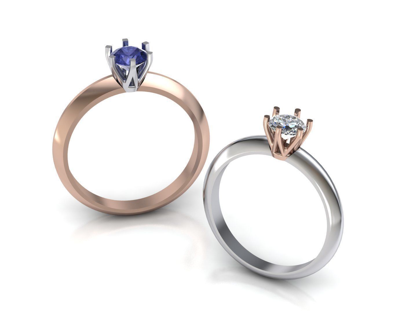 tiffany classic ring 5 mm gem jewelry buy 3d model diamonds gold diamond originaly tifanny platinum silver rings 3D print model - Mito3D