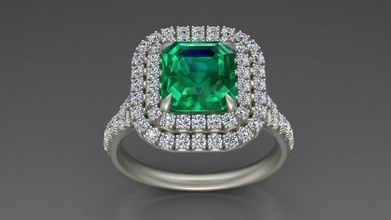 tiffany Smaragd-Diamant-ring Schmuck ring Ohrring emerald diamond gem Marke Menschen Mensch gold 18k Mode bedruckbar ist engagement Hochzeit Diamant-ring Mode-ring Ringe 3d print model - Mito3D