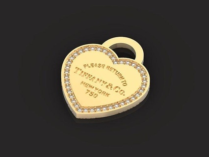 tiffany heart pendant stones gold valentine symbol gem brilliant romance jewelry fashion beauty love sapphire newyork 750 design york new pendants 3d print model - Mito3D
