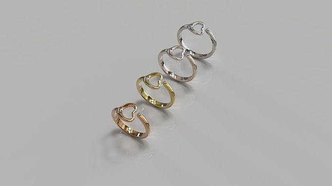 tiffany cœur bague anneaux bijoux or argent engagement mariage bijou platine sterling imprimable blanc luxe cœurs 3D print model - Mito3D