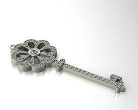 tiffany key pendant jewelery gold silver fashion printable 3dprint jewelry pendants 3d print model - Mito3D