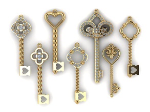 tiffany pendentif clé de la série 7 pièces 1 bijoux bvlgari or mariage mode diamant pendentifs 3d print model - Mito3D