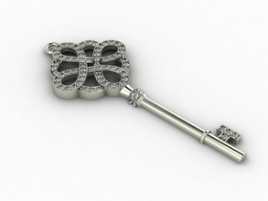 tiffany key pendant jewelry fashion gold silver printable supportincluded printready pendants 3d print model - Mito3D