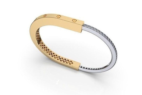 tiffany lock bangle diamond fashion model jewelry silver printable gold bracelet wedding gem brand branded bracelets 3d print model - Mito3D