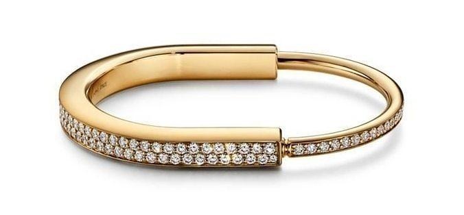 Tiffany sperren Armreif voll pflastern Diamanten Schmuck Gold Diamant druckbar bangel Mode Juwel Armbänder 3d print model - Mito3D