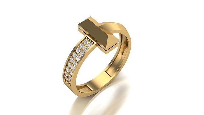 tiffany bague diamant imprimable bijou mode mariage engagement bijoux brillant anneaux argent or platine luxe 3D print model - Mito3D