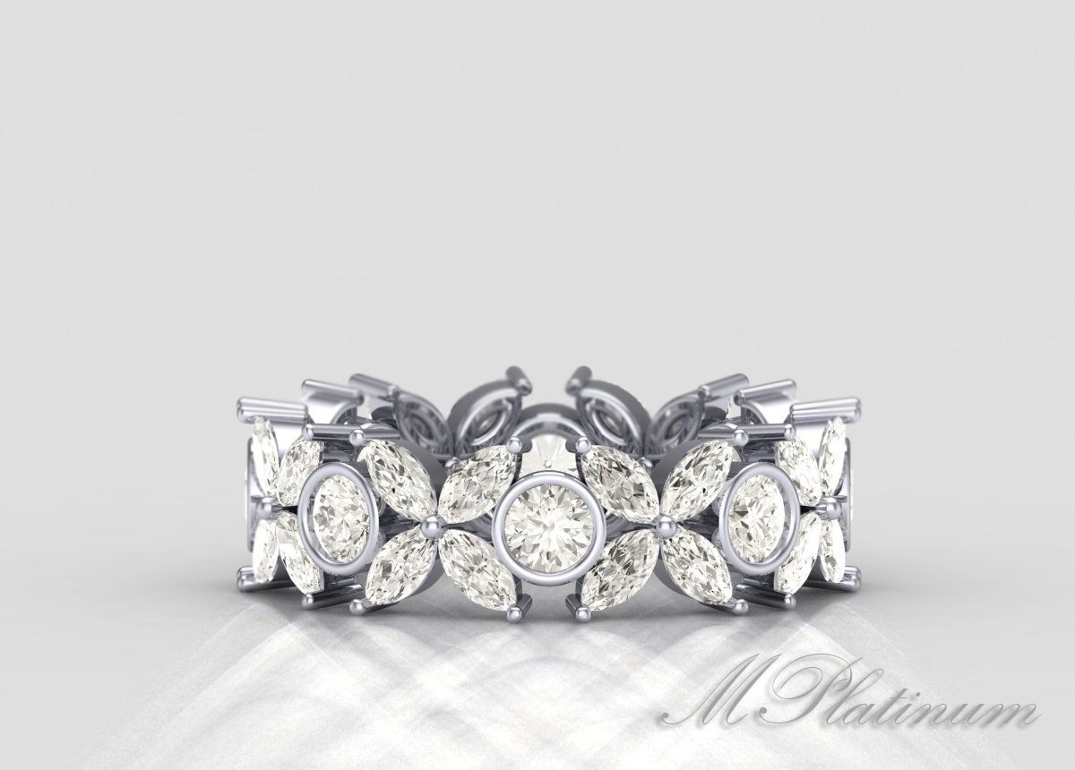 tiffany bague 049 diamant or bande acheter 3d modèle bijoux anneaux mariage brillant délicat marquise pierres 3D print model - Mito3D