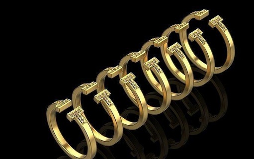 tiffany squillare taglia 16 19 3d Stampa modello oro gioielleria design argento moda Gary diamante anelli 3d print model - Mito3D