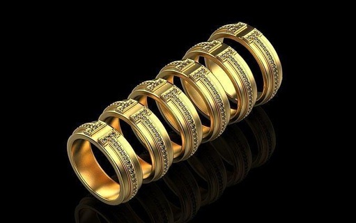 Tiffany Ring Größe 16 19 3d drucken Modell Gold Schmuck Silber Gary Streifen Diagramm Unternehmen Fortschritt Ringe 3d print model - Mito3D