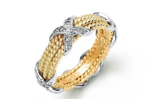 Tiffany Seil three row Reihe Ring Reize Anhänger Liebe Gold Schmuck Diamant druckbar Juwel Hochzeit brillant engagem Ringe 3d print model - Mito3D