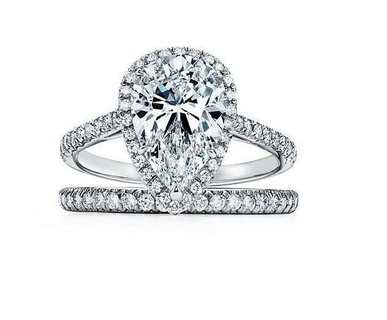 tiffany soleste pear-shaped halo engagement ring jewelry gold rings printable silver diamond jewellery jewel wedding gem fashion pendant luxury brilliant 3d print model - Mito3D