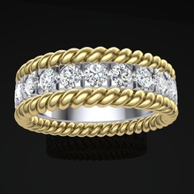 tiffany deux de corde anneau mariage bande 17mm gros diamants bijoux l'émeraude l'anneau la ruby le saphir l'engagement prototypage or d'argent imprimable mode cnc d'impression diamant gem les anneaux 3d print model - Mito3D