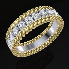 tiffany dois corda de casamento anel banda 19mm grande diamantes jóias ouro prata diamante ruby safira esmeralda o engajamento a moda printable gem imprimir cnc anéis 3d print model - Mito3D