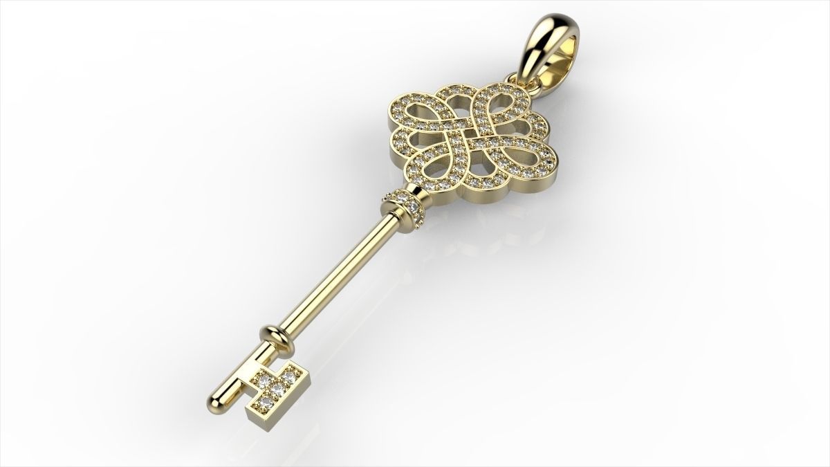 tiffanykey jewelry pendant gold jewel gem diamond platinum pendants 3D print model - Mito3D