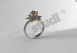 tiffanys gatsby fleur bague pierres multi pièces tiffany or luxe diamant 3d imprimable mode art spécial bijoux anneaux 3d print model - Mito3D