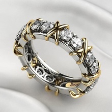 tiffanys style gold x ring rhino jewel gem tiffany 3dprint printable diamond brilliant wedding engagement fashion ruby sapphire citrine print jewelry rings 3d print model - Mito3D