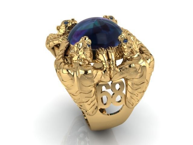 tiger-ring 4 jewelry ring gold fashion tiger animal man rings 3D print model - Mito3D
