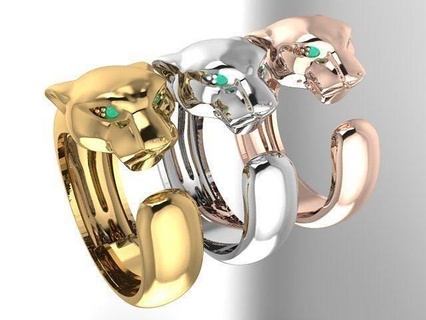 tiger luxury jewelry lion animal animals precious shining mammal wild gold silver chrome platinum rings 3d print model - Mito3D