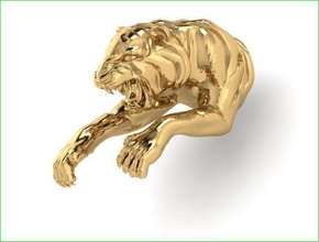 tiger gold kopf ring schmuck silber zubehör anhänger 3d print model - Mito3D