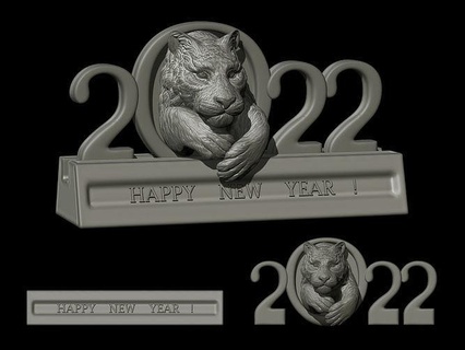 tiger 2022 model 3d printing art sculpture lion statue cat nature decor miniature print printable cnc bust jewelry sculptures newyear panel stand 3d print model - Mito3D