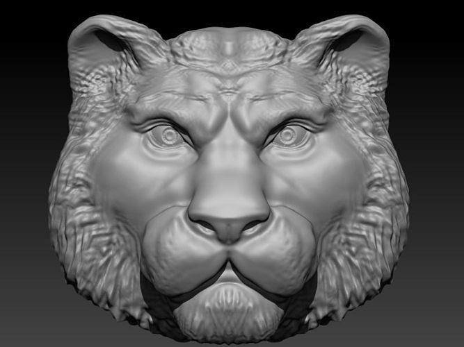 tigre 3d impresión modelo león cabeza escultura máscara gato animal juegos juguetes 3D print model - Mito3D