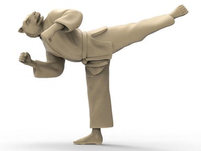 tiger back kick art karate action figure actionfigure character human hybird man wild cat martial statue punch toy toys print printable sculptures 3d print model - Mito3D